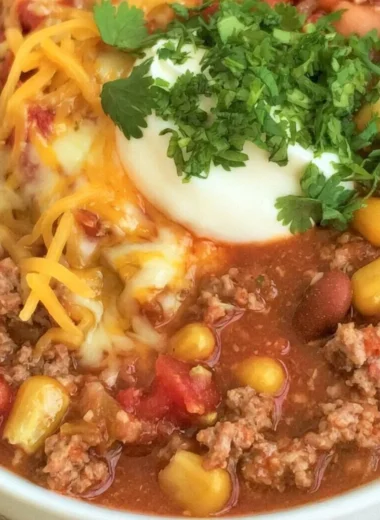 A bowl of cozy taco soup garnished with cilantro and cheese