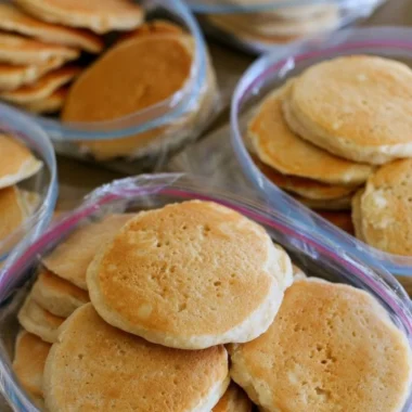 Delicious easy freezer pancakes ready for breakfast meal prep