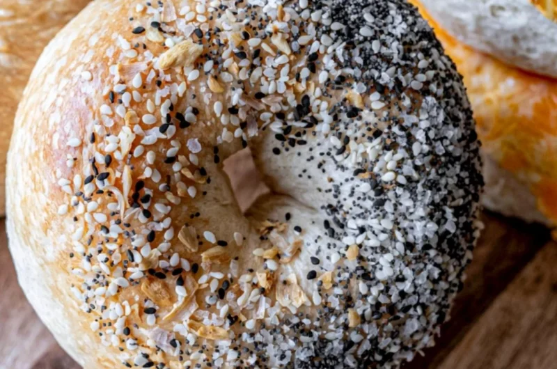 Homemade easy sourdough bagels fresh out of the oven