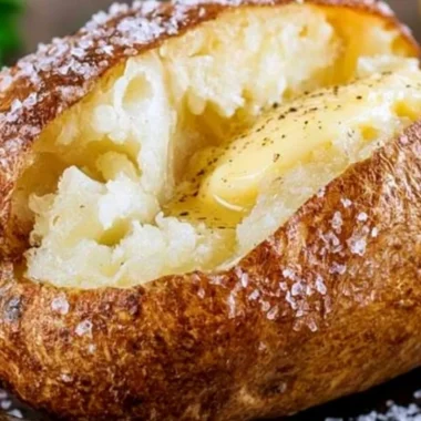 Delicious restaurant-style baked potatoes with melted butter and chives