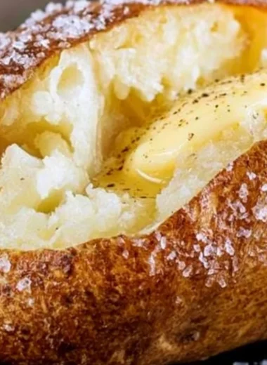 Delicious restaurant-style baked potatoes with melted butter and chives