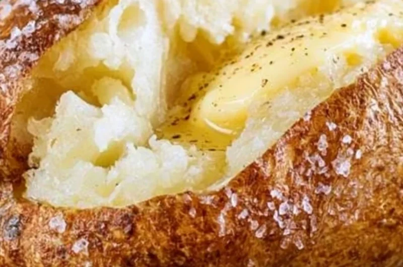 Delicious restaurant-style baked potatoes with melted butter and chives