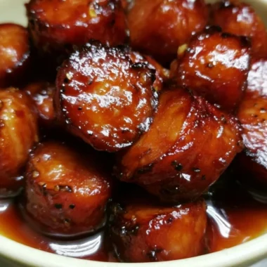 Delicious sweet crock pot kielbasa bites served as a party appetizer