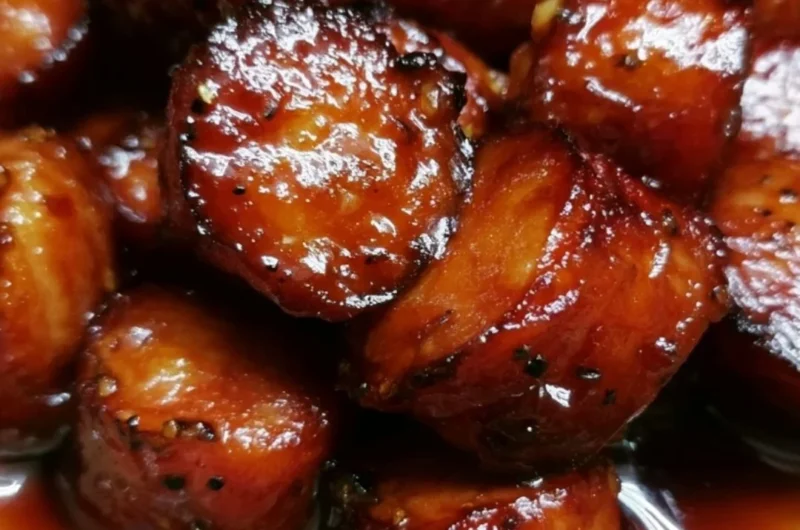 Delicious sweet crock pot kielbasa bites served as a party appetizer