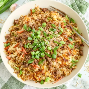 Delicious egg roll in a bowl recipe with fresh ingredients and vibrant colors.