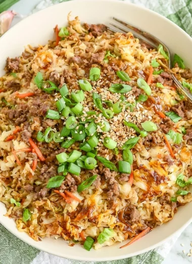 Delicious egg roll in a bowl recipe with fresh ingredients and vibrant colors.