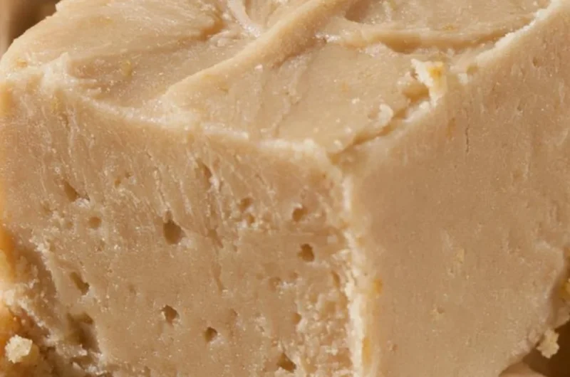 Delicious homemade Peanut Butter Fudge cut into squares.