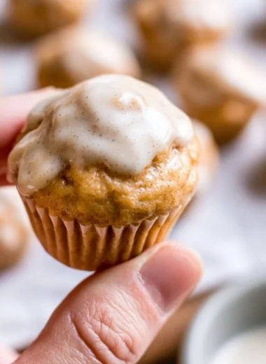 Warm mini chai muffins with a delicious vanilla bean glaze