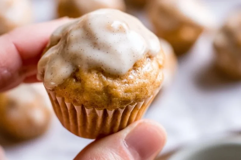 Warm mini chai muffins with a delicious vanilla bean glaze